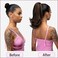 Short Drawstring Ponytail Hair Extension for Black Women 14 Inch Straight Ponytail with End Curls Synthetic Fake Hairpieces Black/Light Auburn