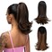 Short Drawstring Ponytail Hair Extension for Black Women 14 Inch Straight Ponytail with End Curls Synthetic Fake Hairpieces Black/Light Auburn