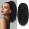 HYJ Drawstring Ponytail 18inch Curly Ponytail Extensions Drawstring Ponytail For Black Women Natural Black Ponytail Extensions For Women Synthetic Hairpiece for Daily Party(Black)