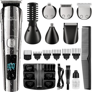 Brightup Beard Trimmer for Men - Electric Razor &amp; Shaver, Cordless Hair Clippers Trimmers Set, IPX7 Waterproof Mens Grooming Kit for Shaving Face, Mustache, Body, Ear, Nose Hair Trimmer, Gifts for Men