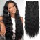 REECHO Hair Extensions, 9PCS Clip in Hair Extensions 24" Thick Long Mini Mermaid Wave Luxurious Lightweight Japanese Technology HYOUITSU Fiber Invisible Soft Lace Weft - HE009 Black