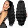NOSTALGIA Black Ponytail Extension 26 Inch Long Curly Wavy Ponytail Drawstring Pony Tails Hair Extension Synthetic Hairpieces for Women Daily Use