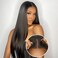 ISEE Wear Go Glueless Wigs Human Hair Pre Plucked Pre Cut Straight Transparent HD Lace Glueless Wig Pre Bleached Tiny Knots Human Hair Wig for Black Women 180% 24 Inch