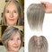 Hair Toppers for Women Ash Blonde Grey Human Hair Toppers 10 inch Hair Toppers for Women Real Human Hair Grey Hair Topper for Women Short Hair Toppers Remy Hair Grey