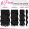 Kookastyle Clip in Hair Extensions Short Wavy Hair Extensions 6PCS for Full Head Thick Synthetic Hairpieces for Women 14Inch(Black)