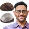 Lordhair Hair System with 100% Human Hair 8x10 inch Hairpiece for Men 0.06mm Super Thin Skin Hair system All V-looped Mens Toupee Medium Dark Brown #4