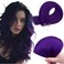 RUNATURE Hair Extensions, 16 Inch Real Human Hair, Purple Micro Loop, 25g, 25s, Fusion, Straight Hair Extensions for Highlight, Volume &amp; Length