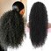 Youthfee 27&rdquo; Drawstring Ponytail Deep Curly Heat Resistant Human Hair Blended Instant Clip Ponytail Extension Protective Style Afro Kinky Curly Hair Pieces for Women