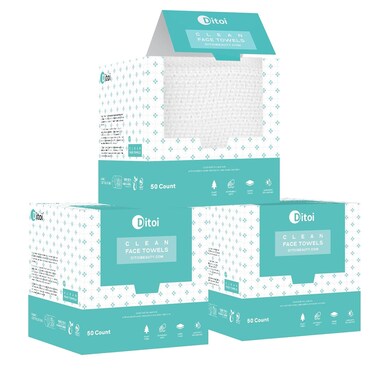 Face Towels, 10"&times;12" Disposable Face Towel, Face Towelettes XL, Ultra Soft Makeup Remover Dry Wipes, Thick Face Towel for Cleansing, 150 Count (3 Pack)