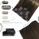 Moresoo Clip in Hair Extensions Real Human Hair Balayage Clip in Extensions for Women Ombre Dark Brown to Golden Brown with Dark Ash Blonde Hair Extensions Clip in Human Hair 18inch 7Pcs 120G