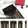 Moresoo Clip in Hair Extensions Balayage Double Weft Hair Extensions Clip in Human Hair Ombre Black to Brown with Caramel Blonde Clip in Human Hair Extensions Full Head 18inch 7Pcs 120G