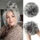 CJL HAIR Large Messy Bun Hair Piece Wavy Curly Scrunchies Synthetic Chignon Ponytail Hair Extensions Thick Updo Hairpieces for Women Salt and Pepper