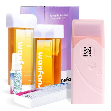 Roll On Wax kit,Waxing Kit for Sensitive Skin, Wax Roller, Roll On Wax Warmer for Hair Removal,at Home Waxing Kit for Women men,Soft Wax Heater for Larger Areas of the Body(pink)