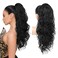 REECHO Ponytail Extension, 24" Claw Clip Ponytail Extension Wavy Ponytails Hair Extensions Jaw Clip on Pony Tails Natural Synthetic Hairpiece for Women Daily, Natural Black