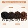 SARLA 2PCS Messy Bun Hair Pieces Detachable Claw Clip Wavy Curly Synthetic Hairpieces Fake Scrunchies Updo Ponytail Extension for Women Dark Brown