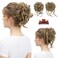 SARLA 2PCS Messy Bun Hair Pieces Detachable Claw Clip Wavy Curly Synthetic Hairpieces Fake Scrunchies Updo Ponytail Extension for Women Bernstein