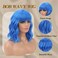 Blue Wig with Bangs Short Wavy Wigs for Women Blue Curly Shoulder Length Bob Wig Synthetic fiber Wigs for Daily Party Use（14 Inch