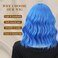 Blue Wig with Bangs Short Wavy Wigs for Women Blue Curly Shoulder Length Bob Wig Synthetic fiber Wigs for Daily Party Use（14 Inch