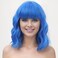 Blue Wig with Bangs Short Wavy Wigs for Women Blue Curly Shoulder Length Bob Wig Synthetic fiber Wigs for Daily Party Use（14 Inch