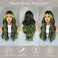Black Wig Green Highlight Long Wavy Wig with Curtain Bang 26 Inch Ombre Black Green Wig Synthetic Heat Resistant for Women Daily Party used.