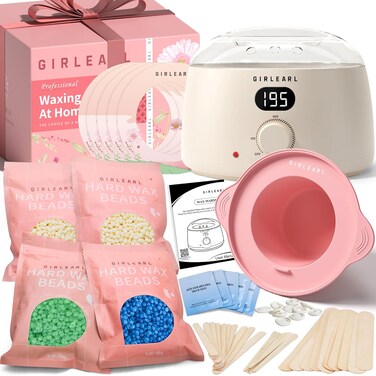 Premium Digital Waxing Kit for Women and Men, Wax Warmer Hair Removal at Home with Wax Beads &amp; Silicone Pot, Target Different Types of Sensitive Skin Brazilian Bikini, Facial, Leg, Full body
