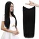REECHO Invisible Wire Hair Extensions with Transparent Headband Adjustable Size Removable Secure Clips in Straight Secret Hairpiece for Women (24 Inch (Pack of 1), Natural Black)
