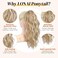 LONAI Ponytail Extension, 18" Wavy Claw Clip Ponytail Extensions Shoulder Length Curly Wavy Claw Clip in Ponytail Hair Extensions Synthetic Fake Pony tails Hairpieces-Golden Blonde White Blonde