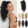 LONAI Black Ponytail Extension, 18" Wavy Claw Clip Ponytail Extensions ZJ001 Shoulder Length Curly Wavy Claw Clip in Ponytail Hair Extensions Synthetic Fake Pony tails Hairpieces-Black
