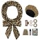 No Heat Overnight Curl Headband - 70" Soft Ribbon Wrap for Long Hair, 9 PCS Curling Rods Set - Leopard Print Curls Headband