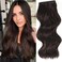 Invisible Wire Clip Hair Extensions: Transparent Wire Adjustable Size 4 Secure Clips Long Extension Secret Hairpiece 20 Inch Dark Brown for Women