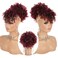 Drawstring Afro Puff Ponytail Extension for Black Women - Short Red Curly Ponytail with Bangs Clip in Wrap Updo Hairpieces
