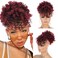 Drawstring Afro Puff Ponytail Extension for Black Women - Short Red Curly Ponytail with Bangs Clip in Wrap Updo Hairpieces