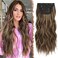 FESHFEN Clip in Hair Extensions - 4 PCS Long Wavy Thick Highlighted Clip in Hairpieces Full Head Synthetic Hair Extension for Women, Honey Blonde Mixed Light Brown 20 inch