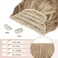 FESHFEN Clip in Hair Extensions - 4 PCS Long Wavy Thick Highlighted Clip in Hairpieces Synthetic Hair Extension for Women, Dark Ash Blonde Mixed Bleach Blonde 20 Inch