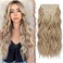 FESHFEN Clip in Hair Extensions - 4 PCS Long Wavy Thick Highlighted Clip in Hairpieces Synthetic Hair Extension for Women, Dark Ash Blonde Mixed Bleach Blonde 20 Inch