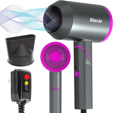 Hair Blow Dryer, Travel Hair Dryer with Foldable Handle, Fast Lightweight Hair Dryer with Nozzle, Portable Hair Dryers &amp; Accessories for Women Men, Grey