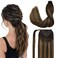 DOORES Ponytail Extension Human Hair Extensions Balayage Dark Brown to Chestnut Brown 16 Inch 80g DOORES Clip in Ponytail Extensions Ponytail Hair Piece For Women Wrap Around Ponytail Straight