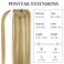 DOORES Ponytail Extension Human Hair Balayage Light Blonde Highlighted Golden Blonde 14 Inch 75g Clip in Hair Extensions with Magic Paste Straight Wrap Around Ponytail Hair Piece