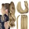 DOORES Ponytail Extension Human Hair Balayage Light Blonde Highlighted Golden Blonde 14 Inch 75g Clip in Hair Extensions with Magic Paste Straight Wrap Around Ponytail Hair Piece