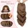 Hair Toppers for Women with Thinning Hair 18 Inch Chestnut Brown Wavy Toppers Hair Pieces for Women 6 * 6 Inch Large Base Synthetic Hair Topper with Bangs Clip In Hair Toppers