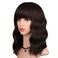 MINLEE Brown Wig with Bangs for Women 14 Inch Short Bob Wavy Curly Wig Brown Hair Wigs Natural Looking Heat Resistant Synthetic Wigs