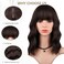 MINLEE Brown Wig with Bangs for Women 14 Inch Short Bob Wavy Curly Wig Brown Hair Wigs Natural Looking Heat Resistant Synthetic Wigs