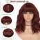 MINLEE Red Wig with Bangs for Women 14 Inch Short Bob Wavy Curly Wig Dark Red Hair Wigs Heat Resistant Synthetic Wigs
