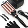 Triple Barrel Curling Wand - Fast Heating, 2-LED Temp Control, Auto Shut-Off, Beachy Waves &amp; Mermaid Crimper Style, Mother's Day Gift