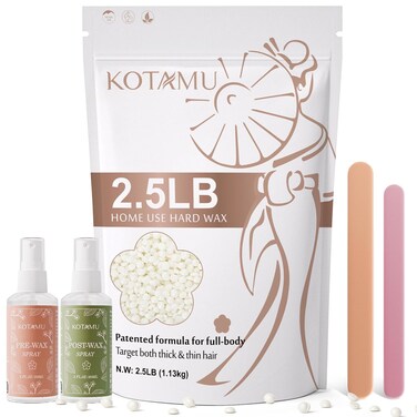 KOTAMU Hard Wax Beads, 2.5lb Waxing Beads for Full Body Bikini Brazilian Facial Leg Sensitive Skin Hair Removal, Unscented Wax Beans Target All Hair Types, Ideal for Women Men at Home &amp; Salon Waxing