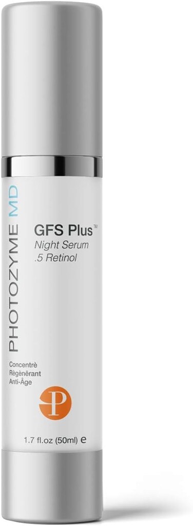 Photozyme DNA Repair Enzymes GFS Plus Facial Night Serum   0.5% Retinol for Aging Skin, Beauty Skincare Treatment for Fine Lines, Wrinkles, Acne Scars   UV Dark Spot Corrector, Non Irritating   1.7