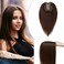 Hairro Hair Topper Human Hair, Clips in 100% Real Hairpieces with 4"x 4.7" Silk Base for Women, for Thin Hair/High Hairline/Covering Greyish Hair on Top, 6 Inch Medium Brown