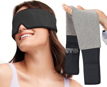 Umisleep Cooling Sleep Mask, Reusable Eye Mask for Cold Compress Therapy, Soft Ice Pack, Gel Eye Cover for Puffy &amp; Dry Eyes, Headache, Dark Circles, Migraine Relief, Stye Eye Treatment, Black