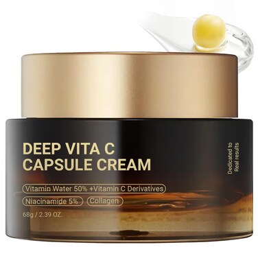 Deep Vita C Capsule Cream - Vitamin C Capsule Face Moisturizer Gel with Collagen &amp; Niacinamide - Anti Wrinkles, Firming, Repairing, Hydrating Skin Care 2.39 oz