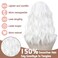 White Wig 18 Inch Medium Length Wigs for Women Middle Part Synthetic Hair Wavy Wig with Upgraded Strands,Natural Hair Wig for Daily Party/Halloween Use 18Inch,White